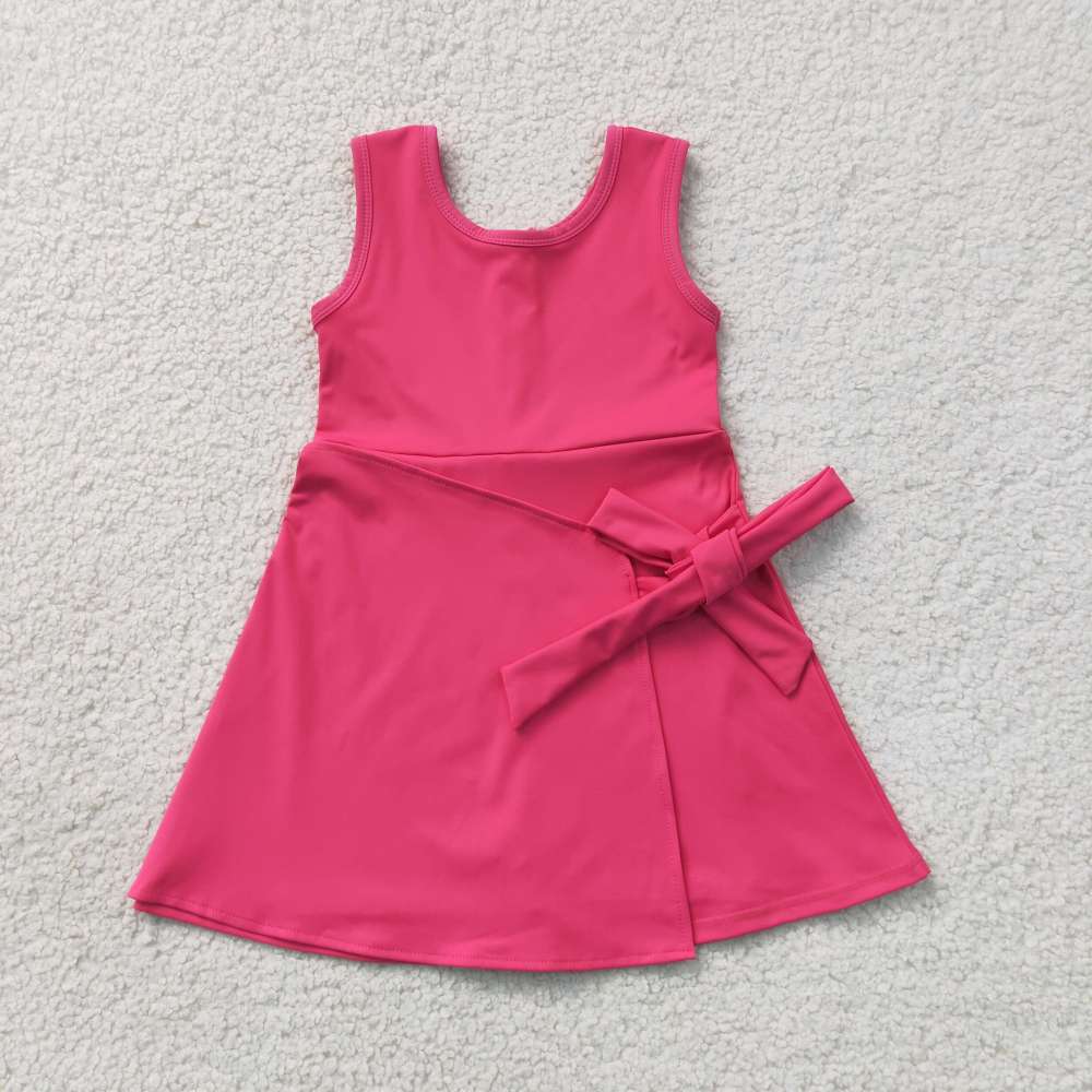 GSD3878 RTS HOT Pink solid summer yoga dress