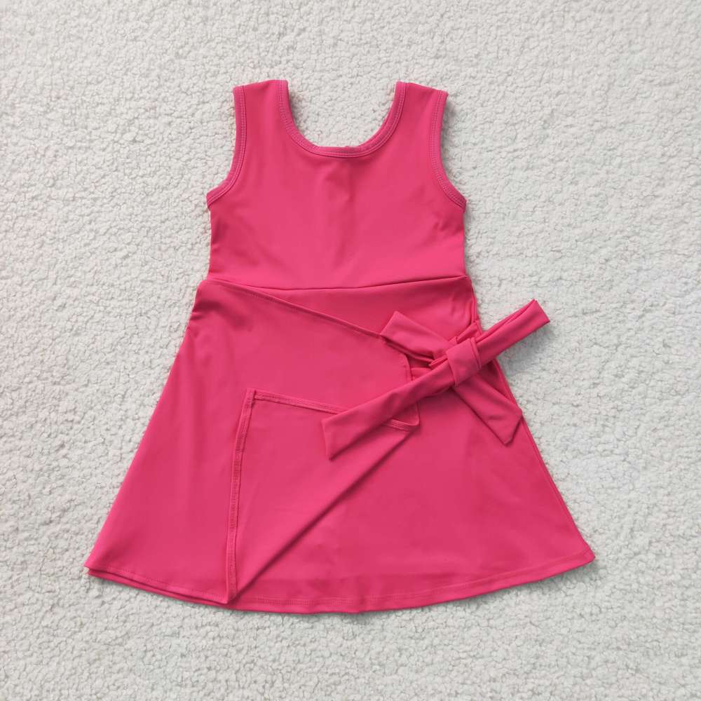GSD3878 RTS HOT Pink solid summer yoga dress