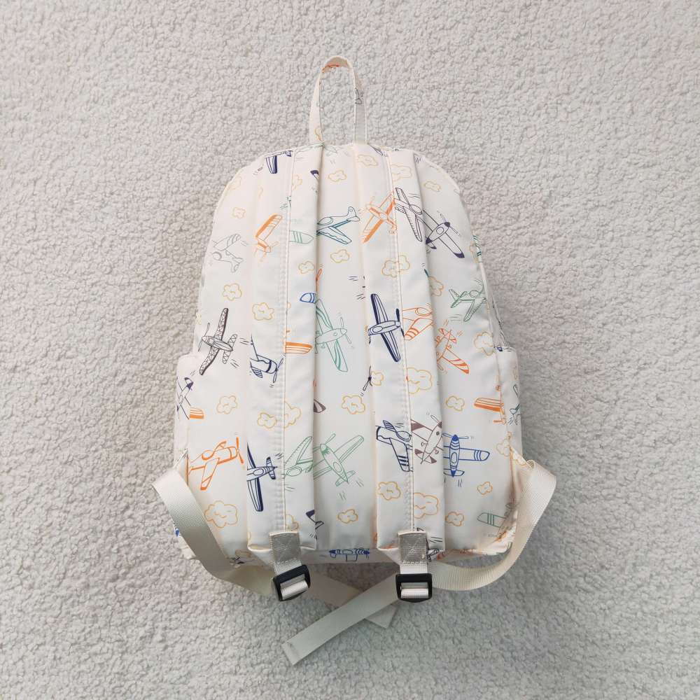 BA0220 cloudy airplane  print kids backpack