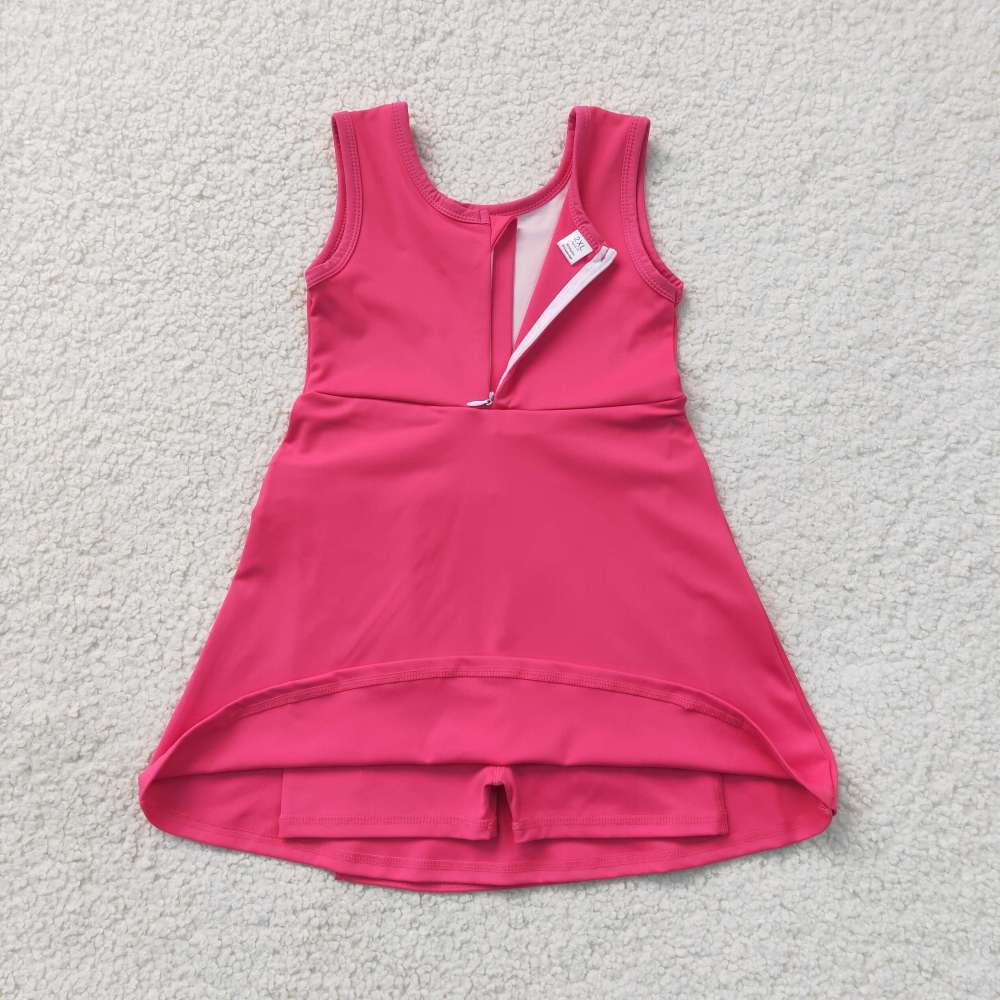GSD3878 RTS HOT Pink solid summer yoga dress