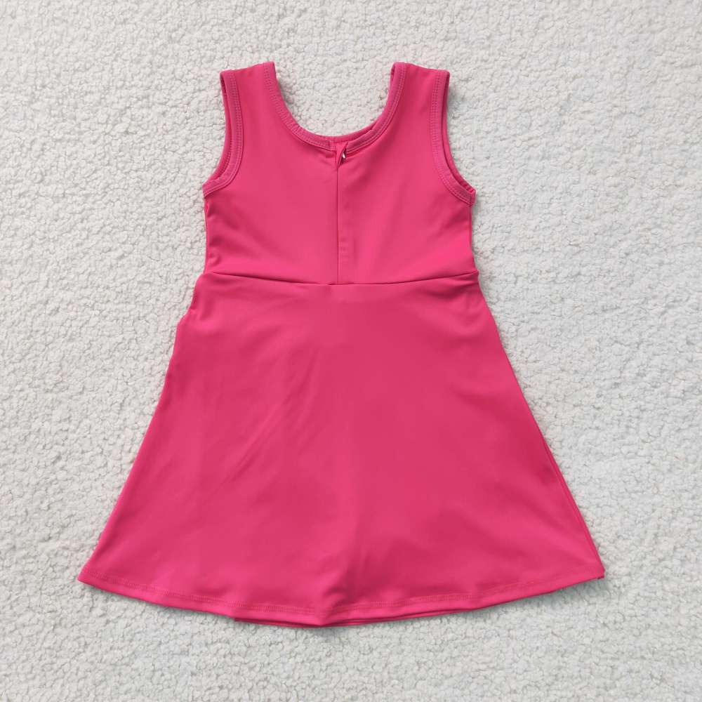 GSD3878 RTS HOT Pink solid summer yoga dress