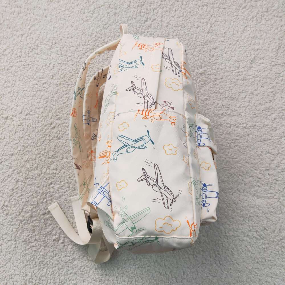BA0220 cloudy airplane  print kids backpack