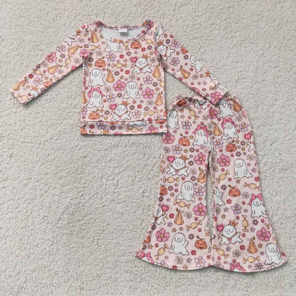 GLP3400 Pink Halloween mask ghost long Sleeve Trousers Set