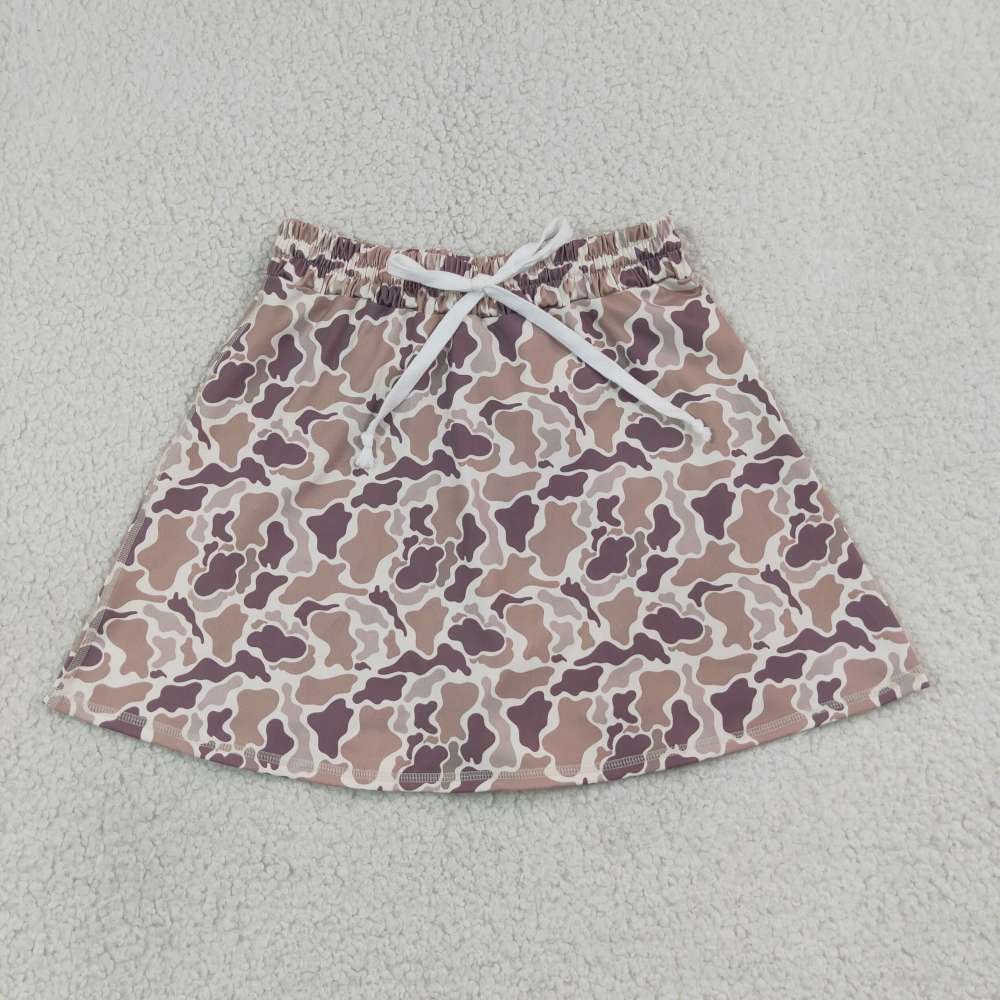 GLK0314  Adult women's brown-green camouflage yoga skirt