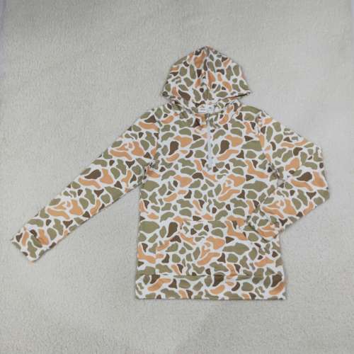 GT1712  Adult Women  orange green camo long sleeve  hoodie pocket pullover