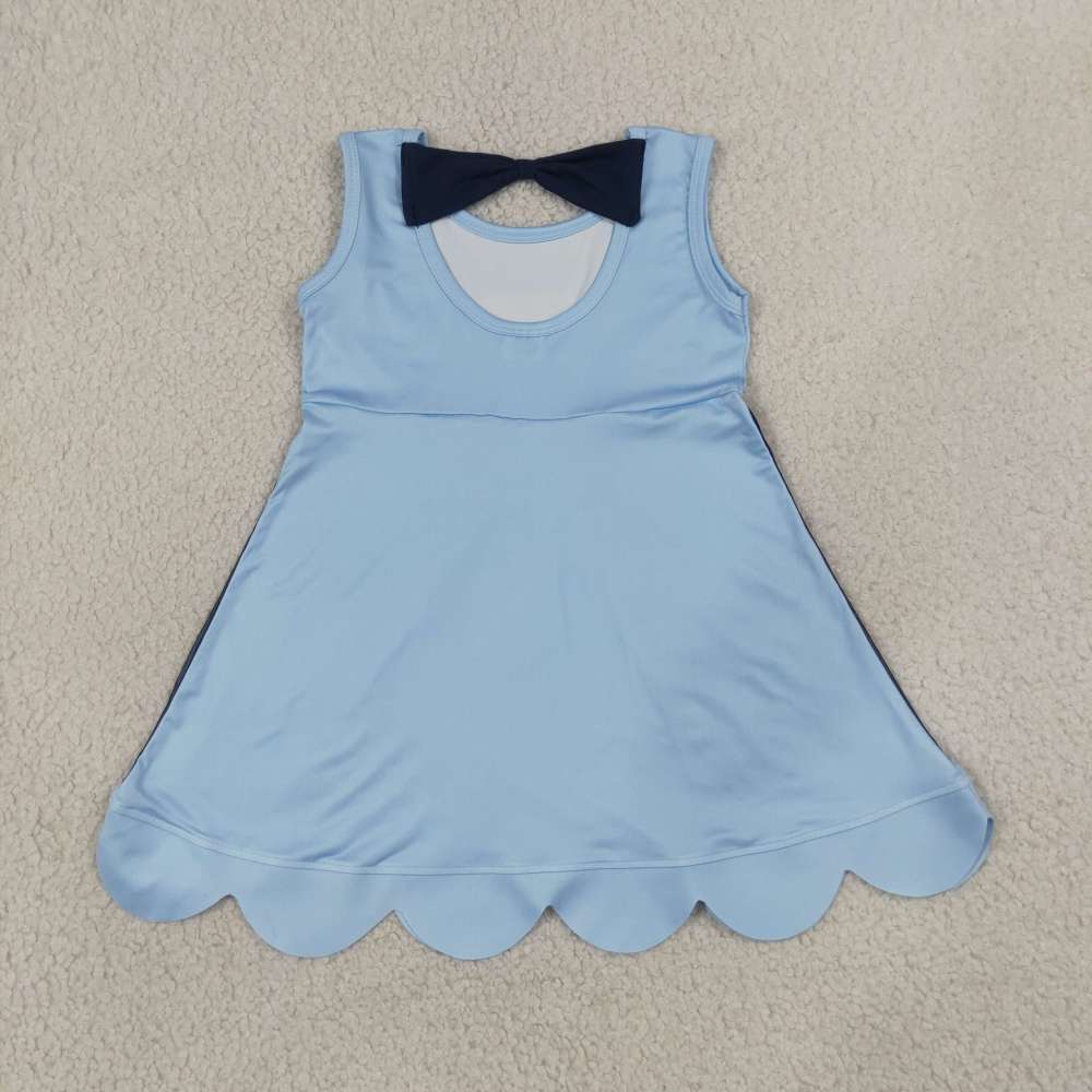 GSD2515 RTS Sky blue cartoon girl summer scallop dress