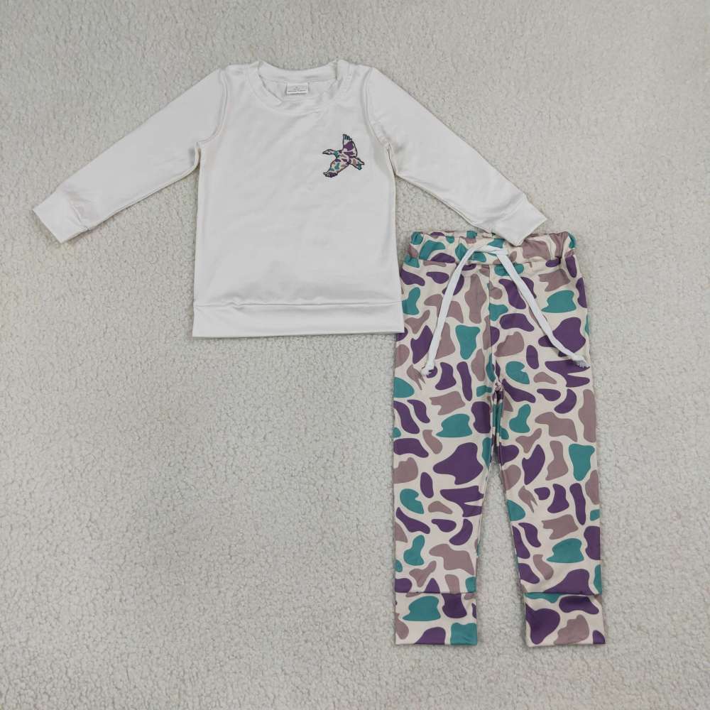 BLP1378 RTS CAMO Duck embroidery long sleeve boy outfits