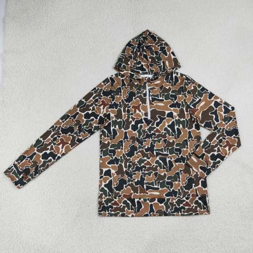 GT1710  Adult Women Brown camo long sleeve  hoodie pocket pullover