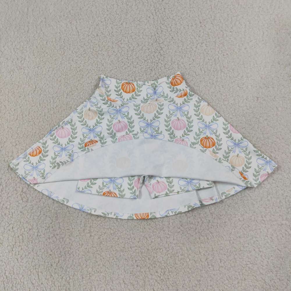 GLK0317 RTS Fall pumpkin leaves kids skirt dress