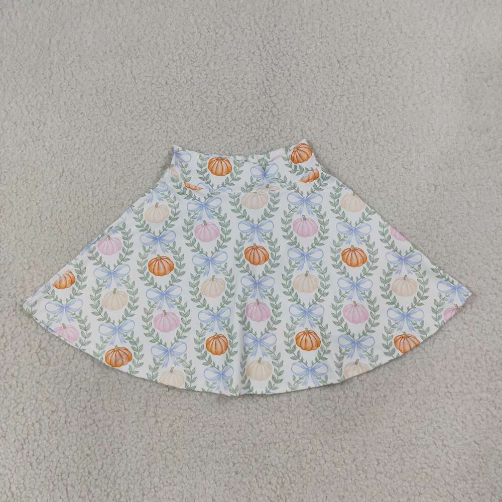 GLK0317 RTS Fall pumpkin leaves kids skirt dress