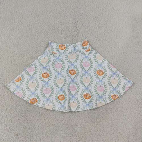 GLK0317 RTS Fall pumpkin leaves kids skirt dress