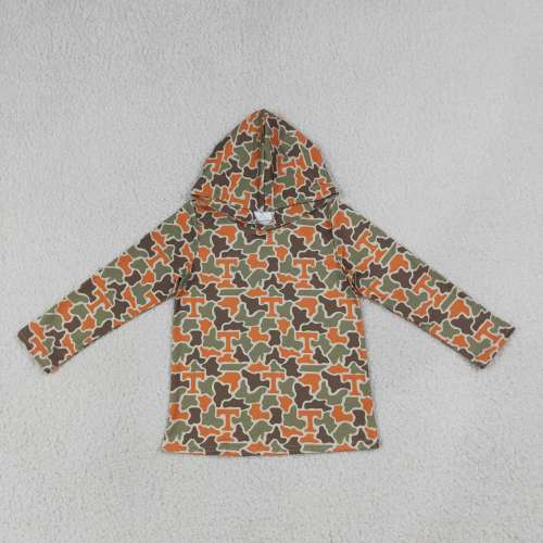 BT1856 Adult men orange green camo  T team long sleeve  hoodie pullover