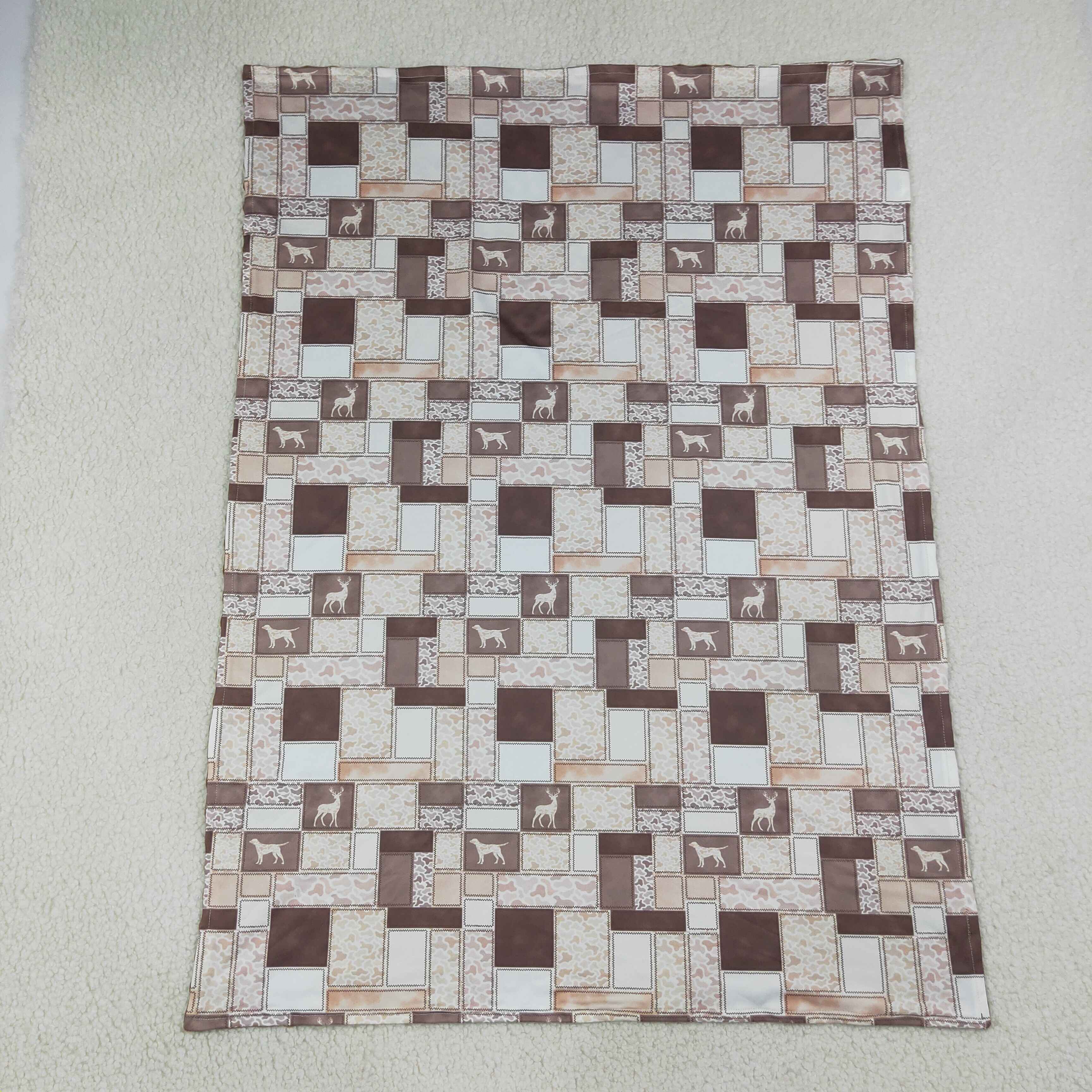 BL0249  Deer puppy duck plaid print baby hunting season blanket