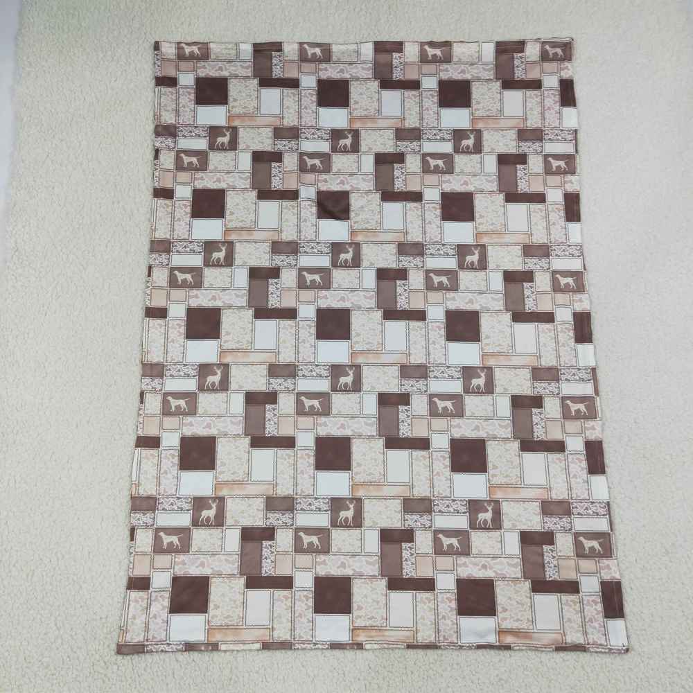BL0249  Deer puppy duck plaid print baby hunting season blanket