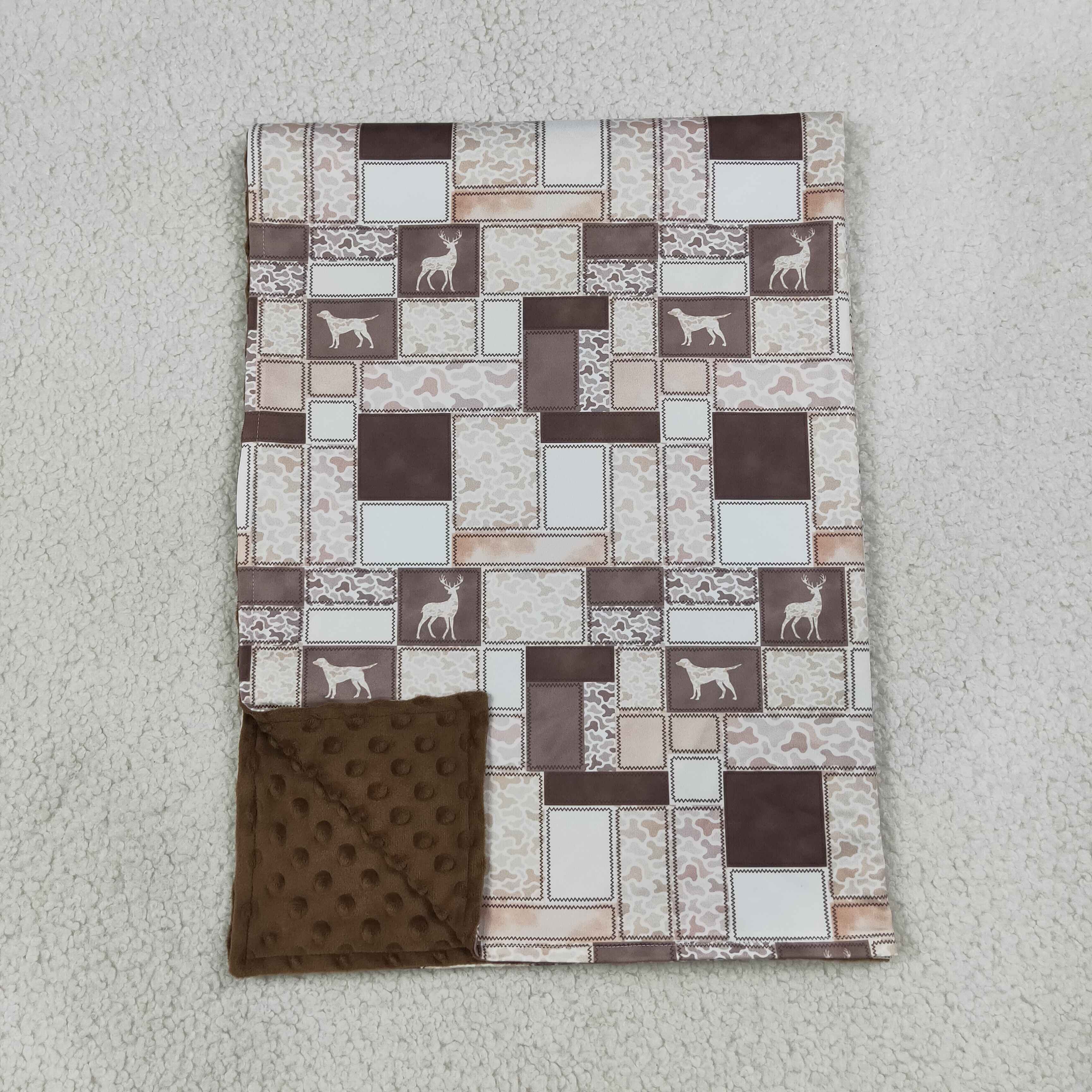 BL0249  Deer puppy duck plaid print baby hunting season blanket