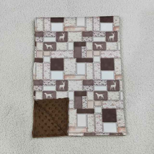 BL0249  Deer puppy duck plaid print baby hunting season blanket