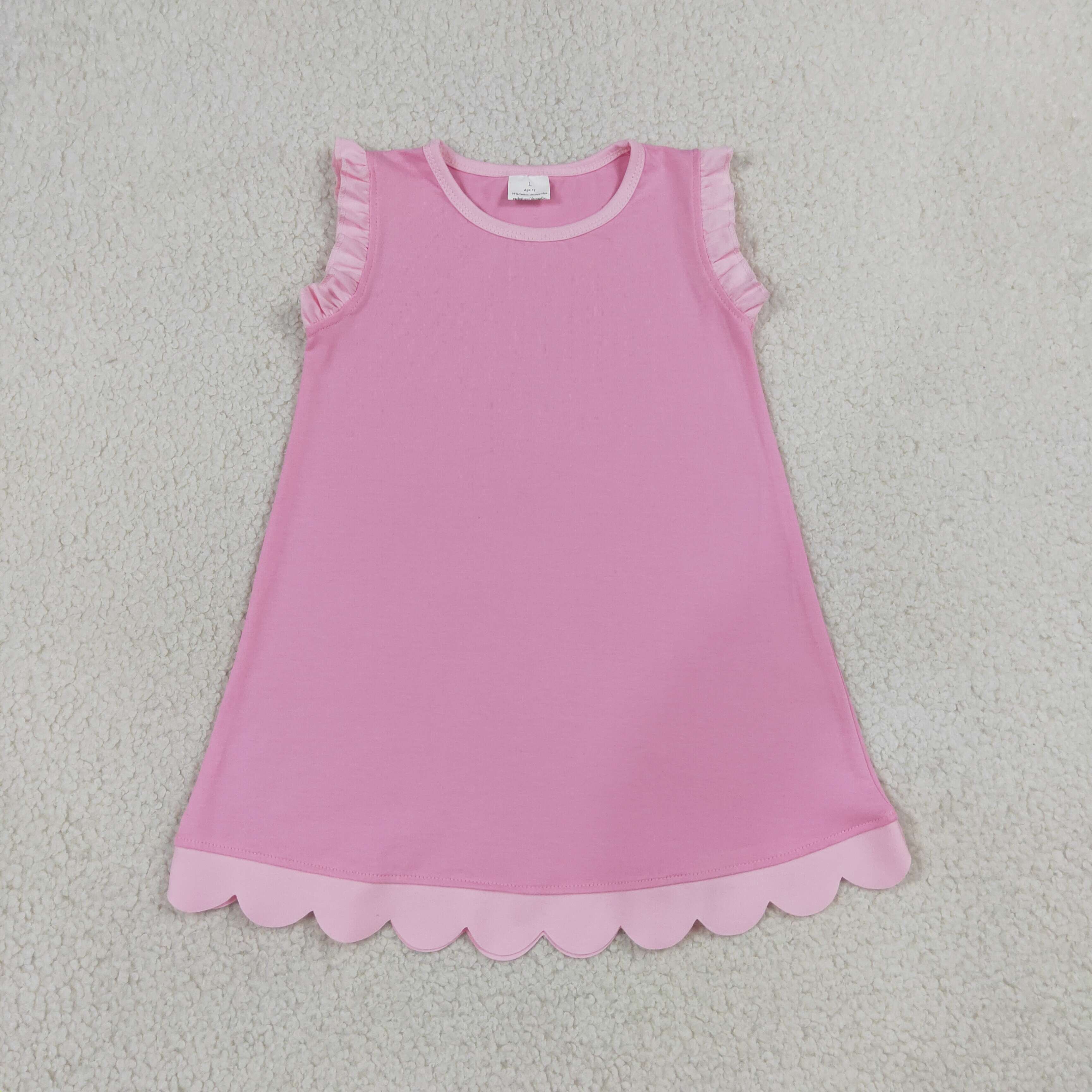 GSD4043 RTS pink trim summer scallop dress
