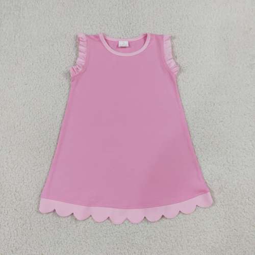 GSD4043 RTS pink trim summer scallop dress