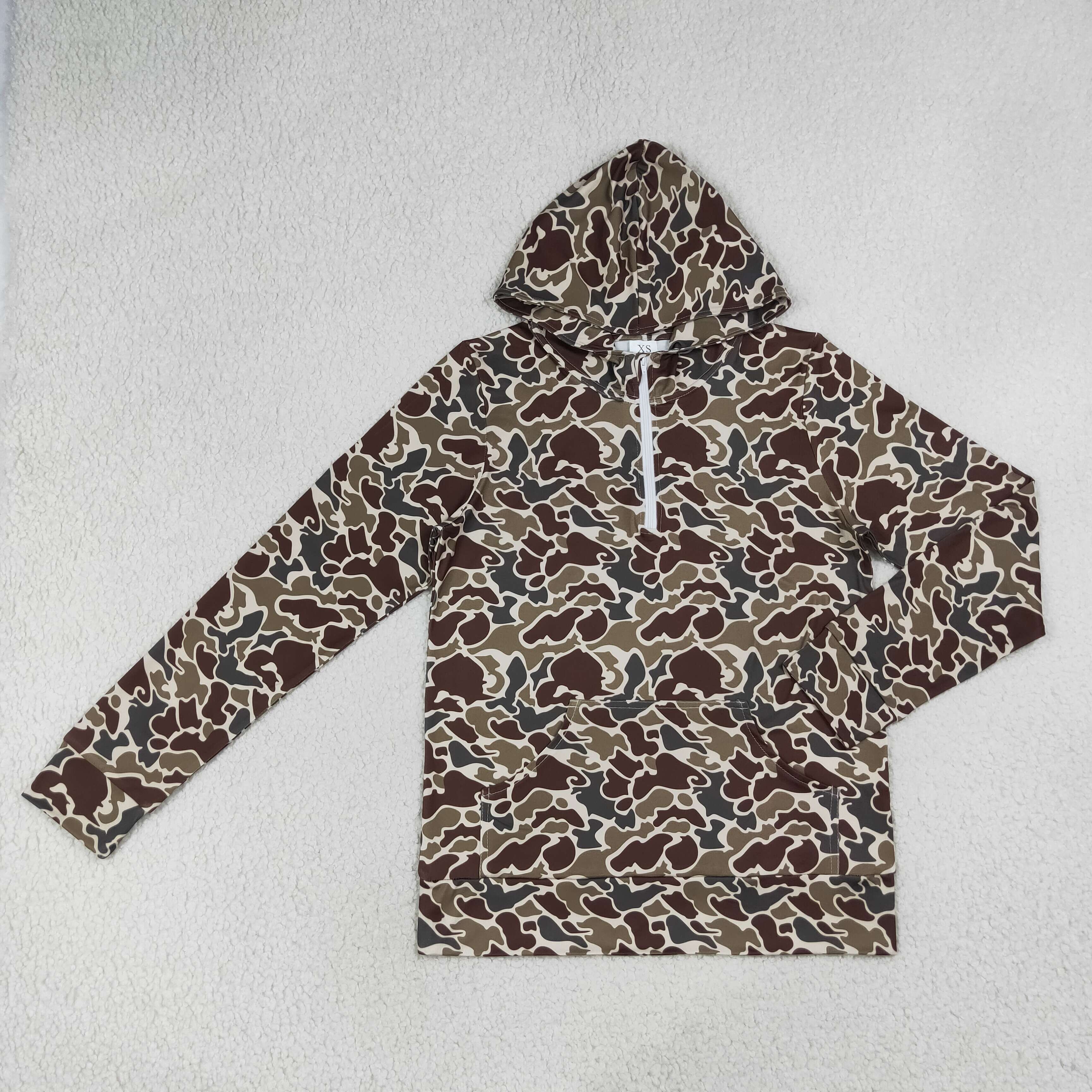 GT1713   Adult Women brown green camo deer  long sleeve  hoodie pocket pullover