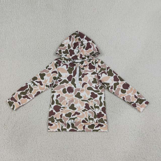 RTS BT1852 Orange brown deer camo hoodie long sleeve boy pullover