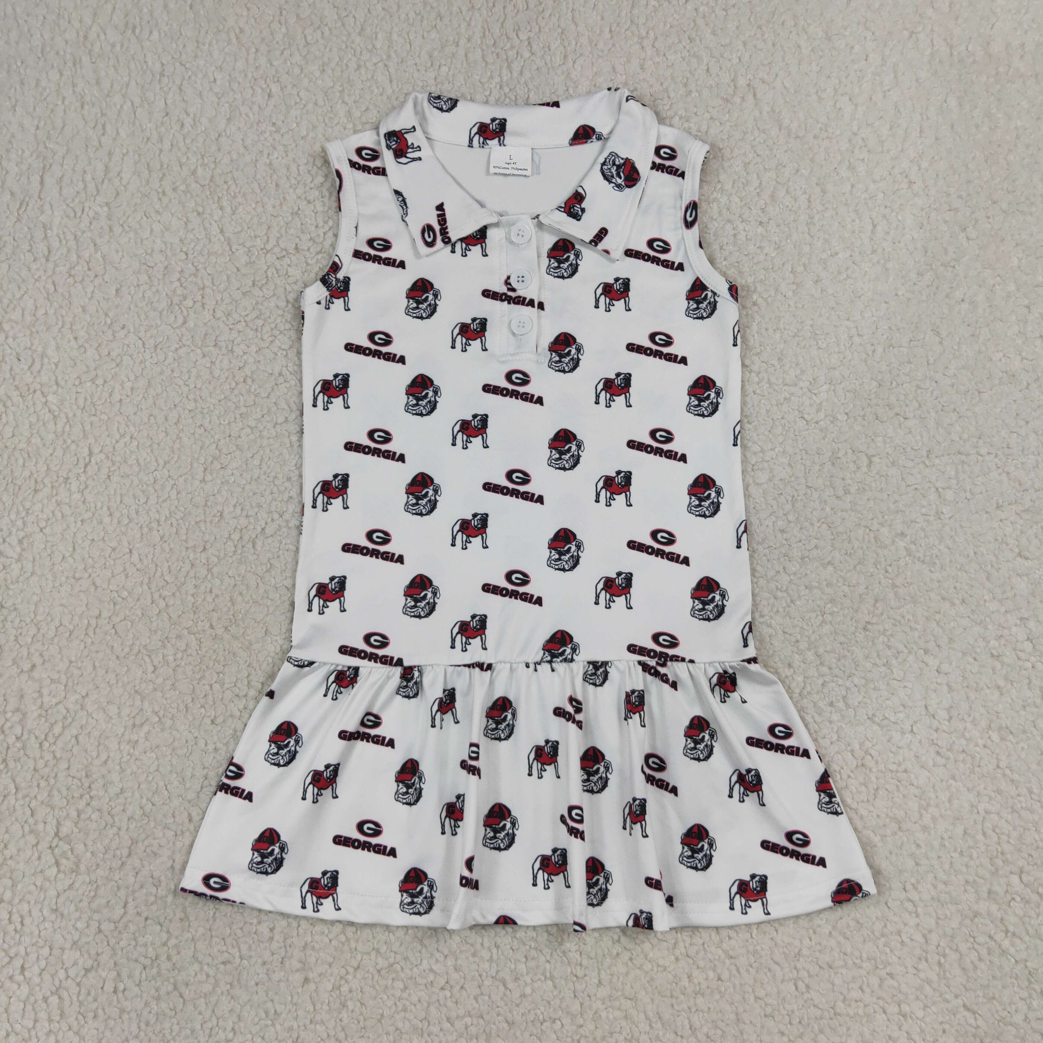 GSD3865  RTS georgia team puppy girl summer scallop dress