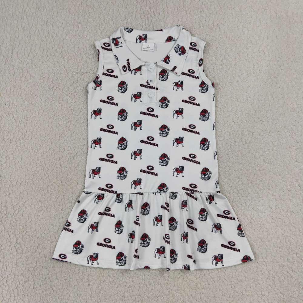 GSD3865  RTS georgia team puppy girl summer scallop dress