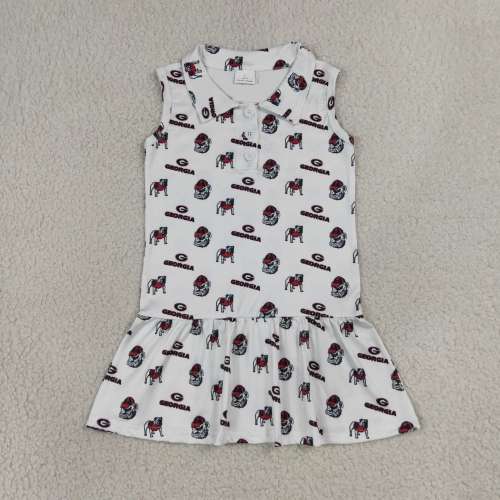 GSD3865  RTS georgia team puppy girl summer scallop dress