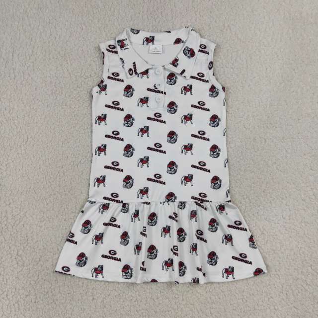 GSD3865  RTS georgia team puppy girl summer scallop dress
