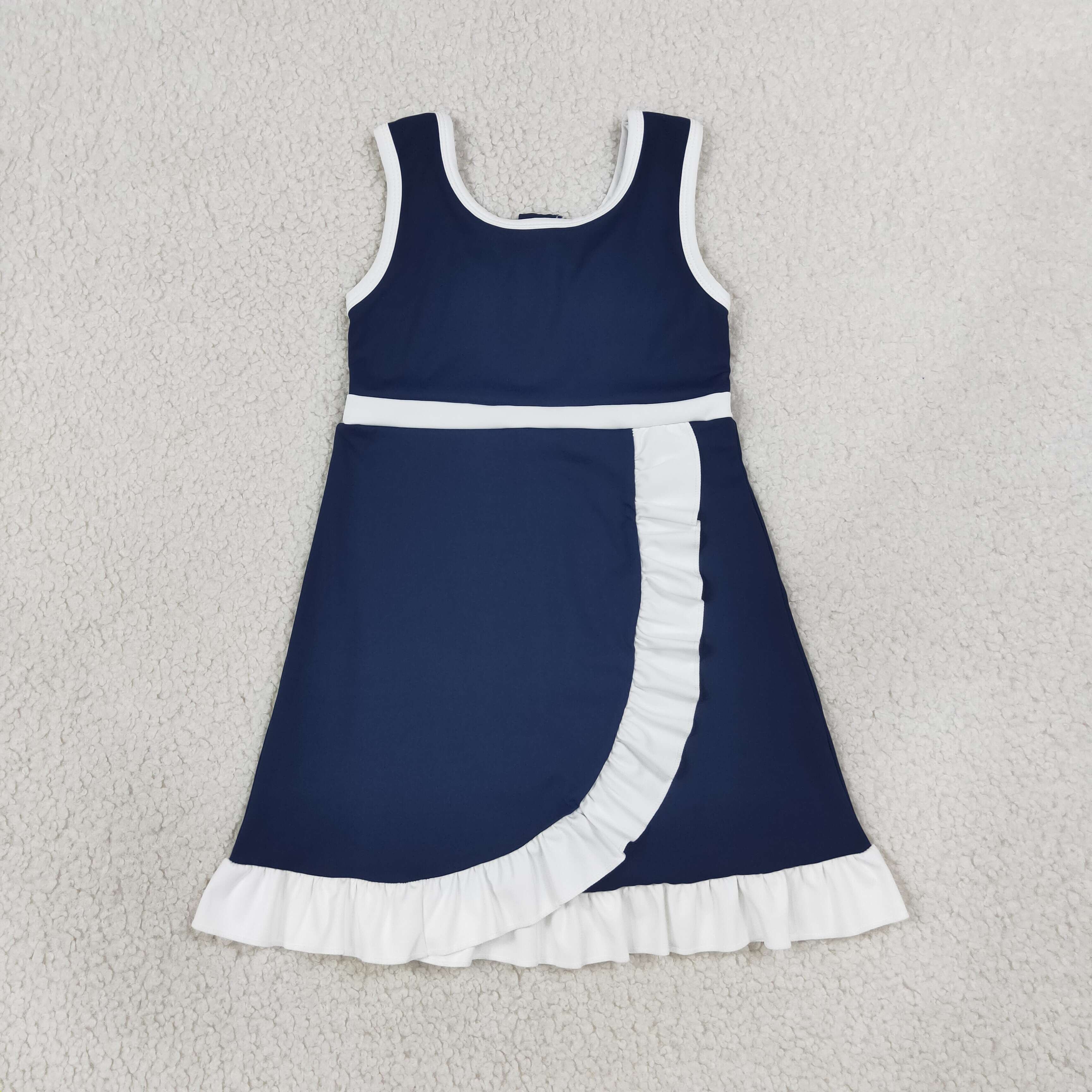 GSD4145  RTS navy white trim print active girl yoga dress