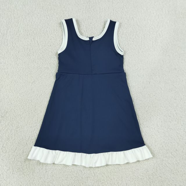 GSD4145  RTS navy white trim print active girl yoga dress