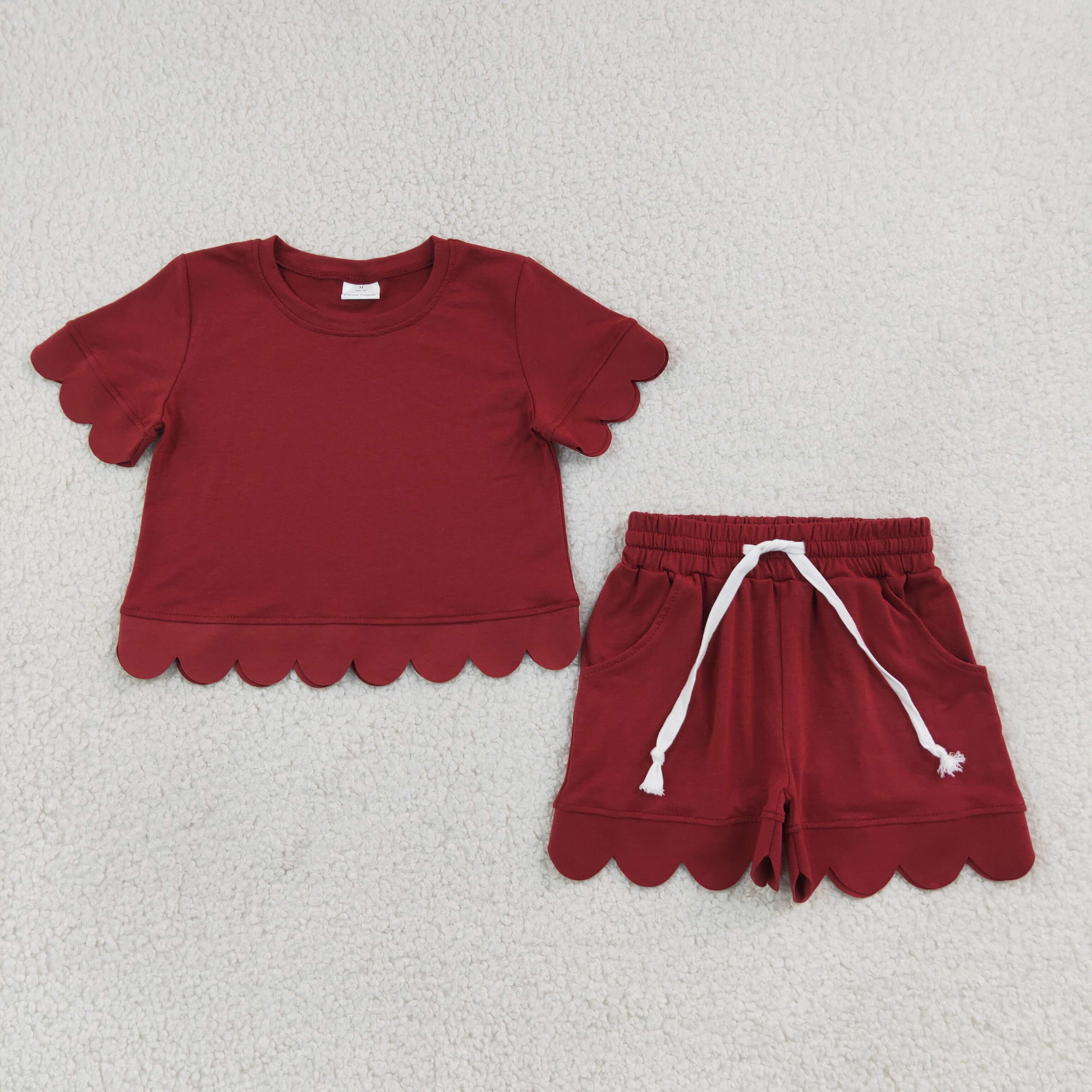 GSSO3778 Marmoon Print Short sleeve girl  SCALLOP  outfits