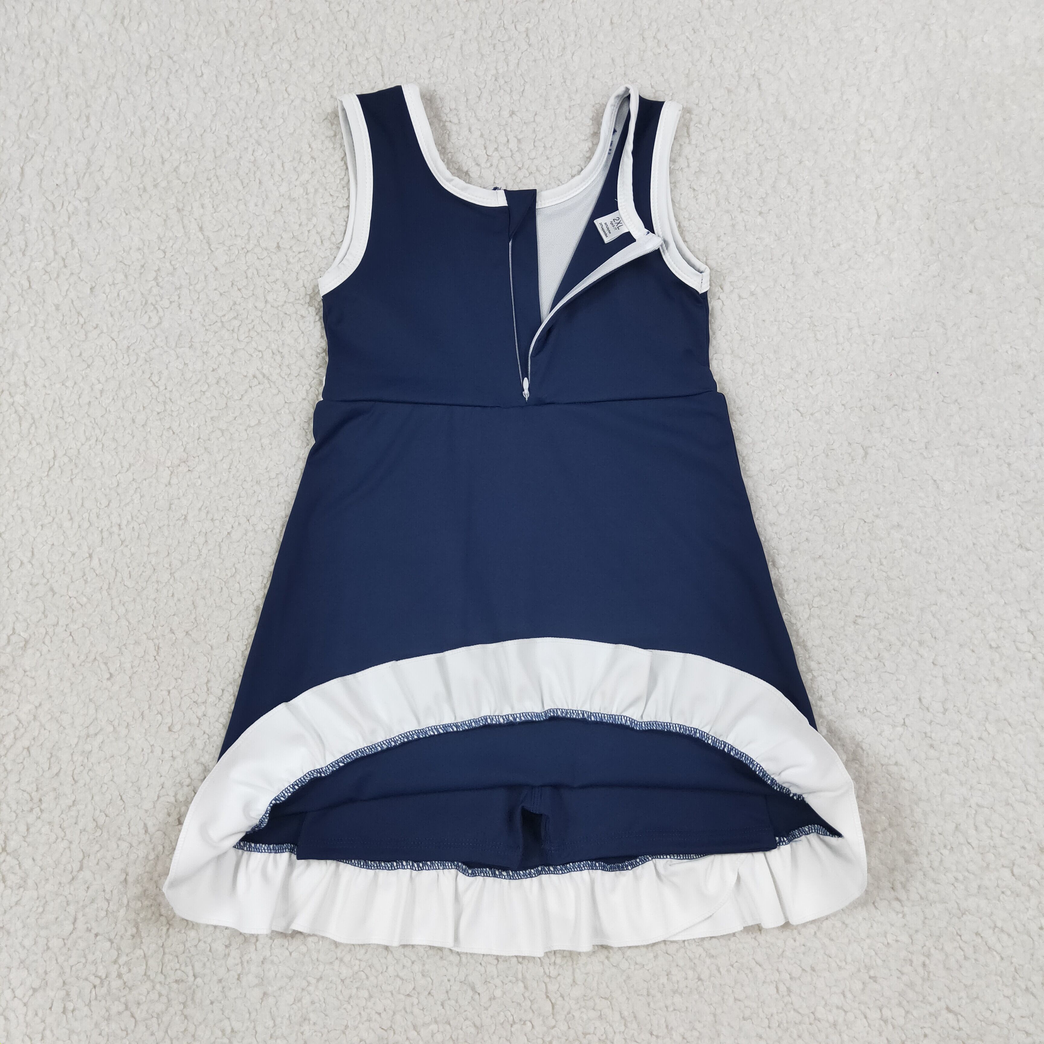 GSD4145  RTS navy white trim print active girl yoga dress