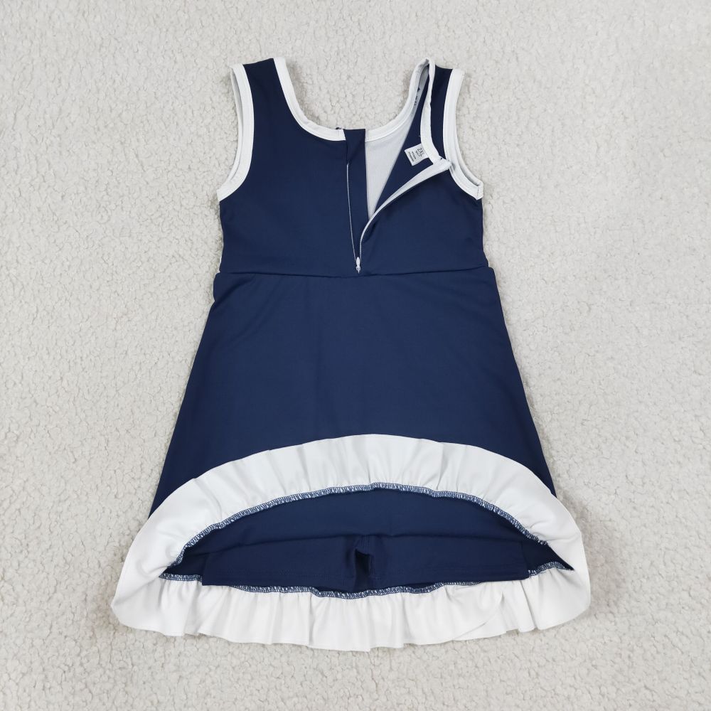 GSD4145  RTS navy white trim print active girl yoga dress