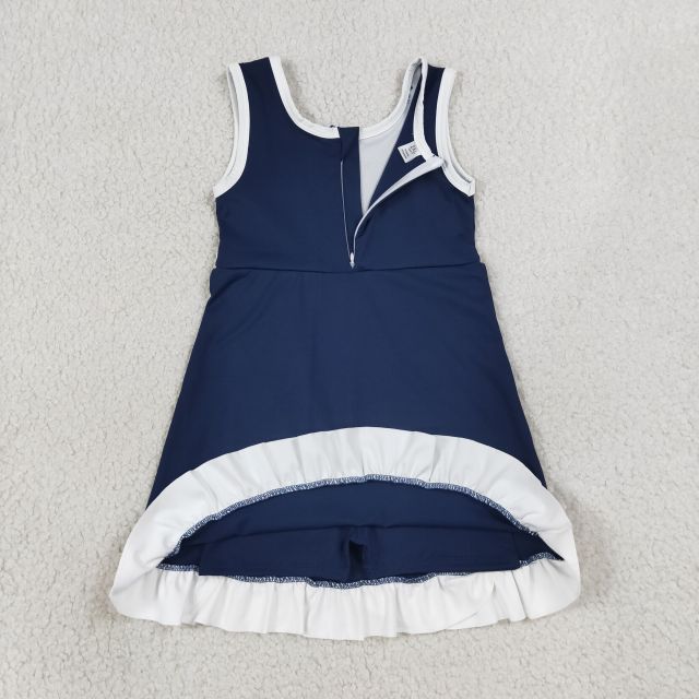 GSD4145  RTS navy white trim print active girl yoga dress