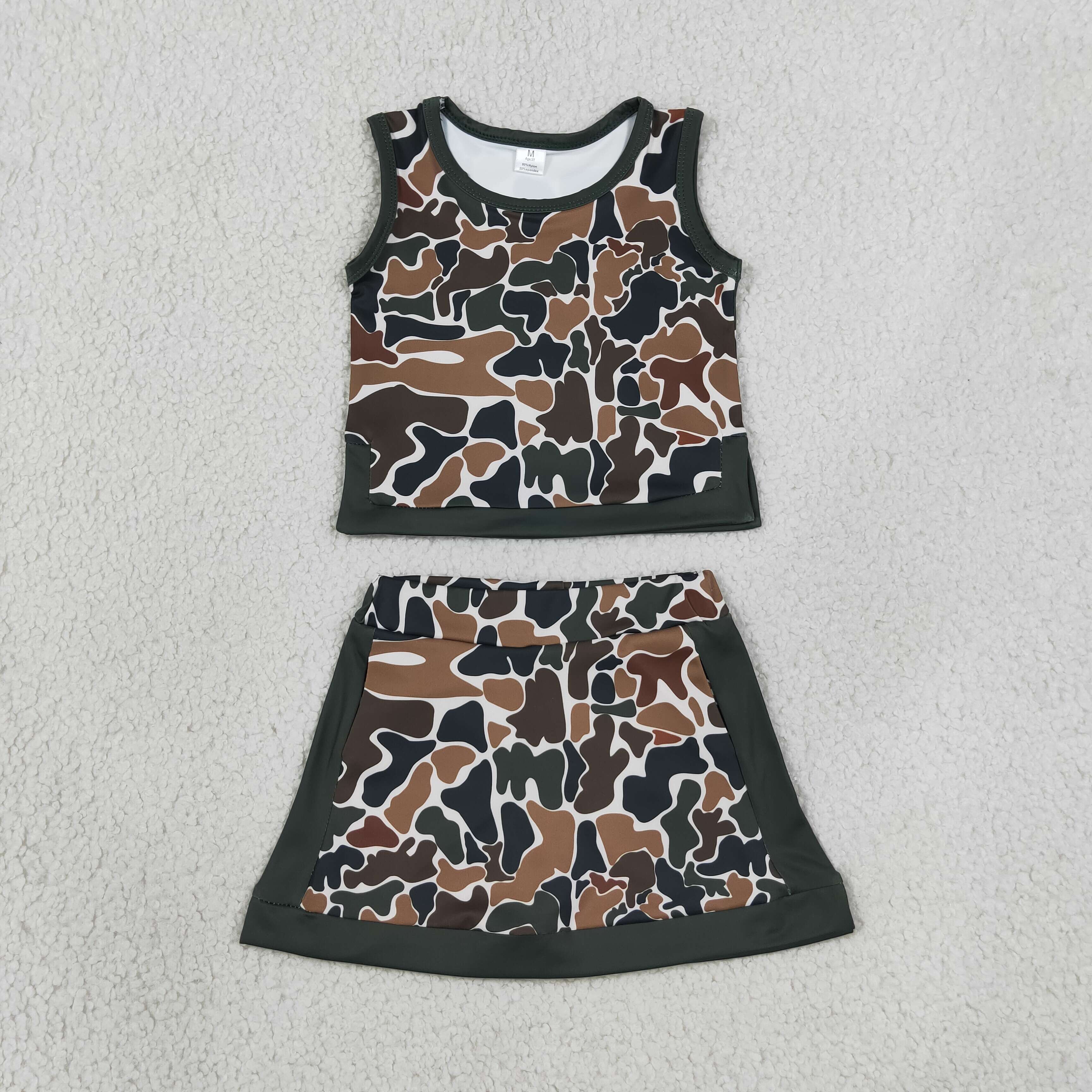 GSD4233  Brown camo  print active girl yoga skirt sleeveless dress