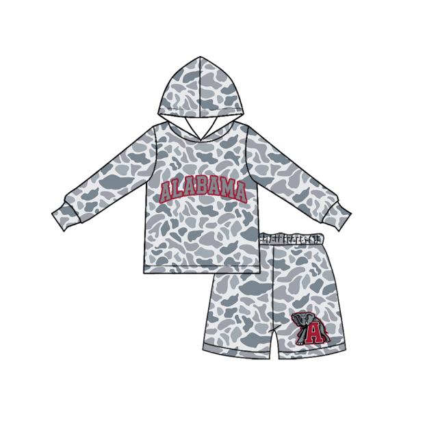 7.23 Custom  (moq 5)Baby Boys grey camo A Team Clothes Sets