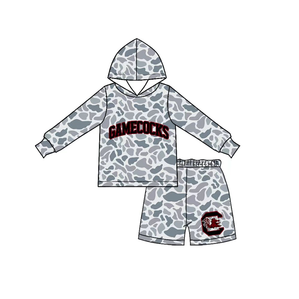 7.23 Custom  (moq 5)Baby Boys grey camo C Team Clothes Sets