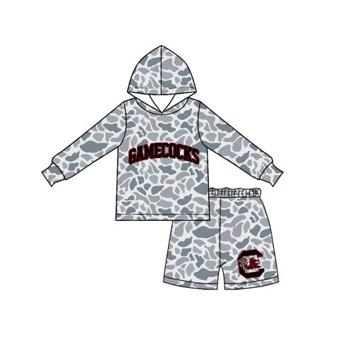 7.23 Custom  (moq 5)Baby Boys grey camo C Team Clothes Sets
