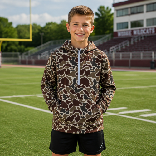 RTS BT1854 Brown green camo hoodie long sleeve boy pullover