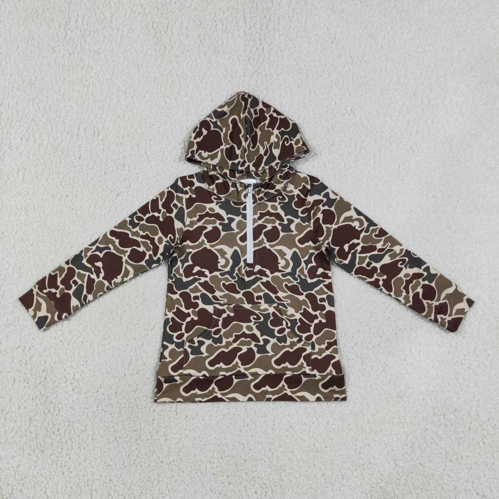 RTS BT1854 Brown green camo hoodie long sleeve boy pullover