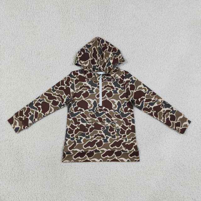 RTS BT1854 Brown green camo hoodie long sleeve boy pullover