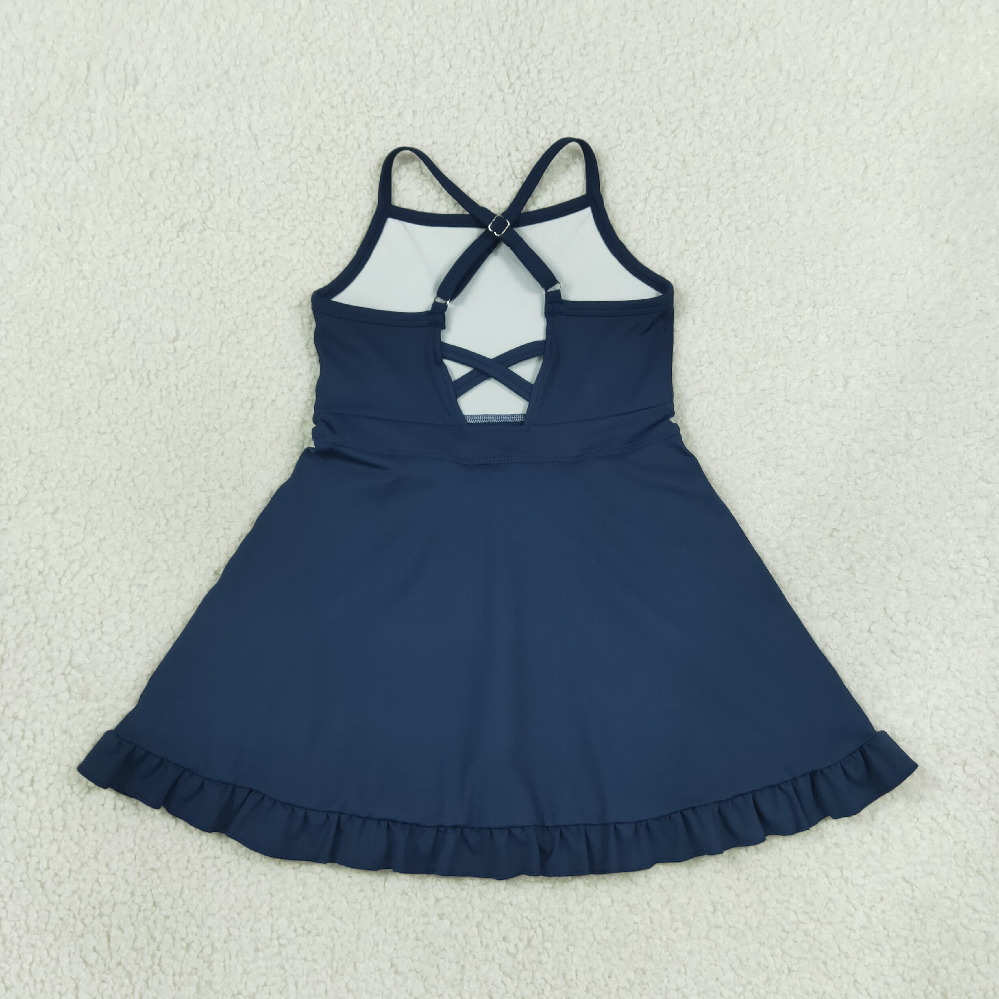 S0779 RTS Navy solid print active girl yoga dress