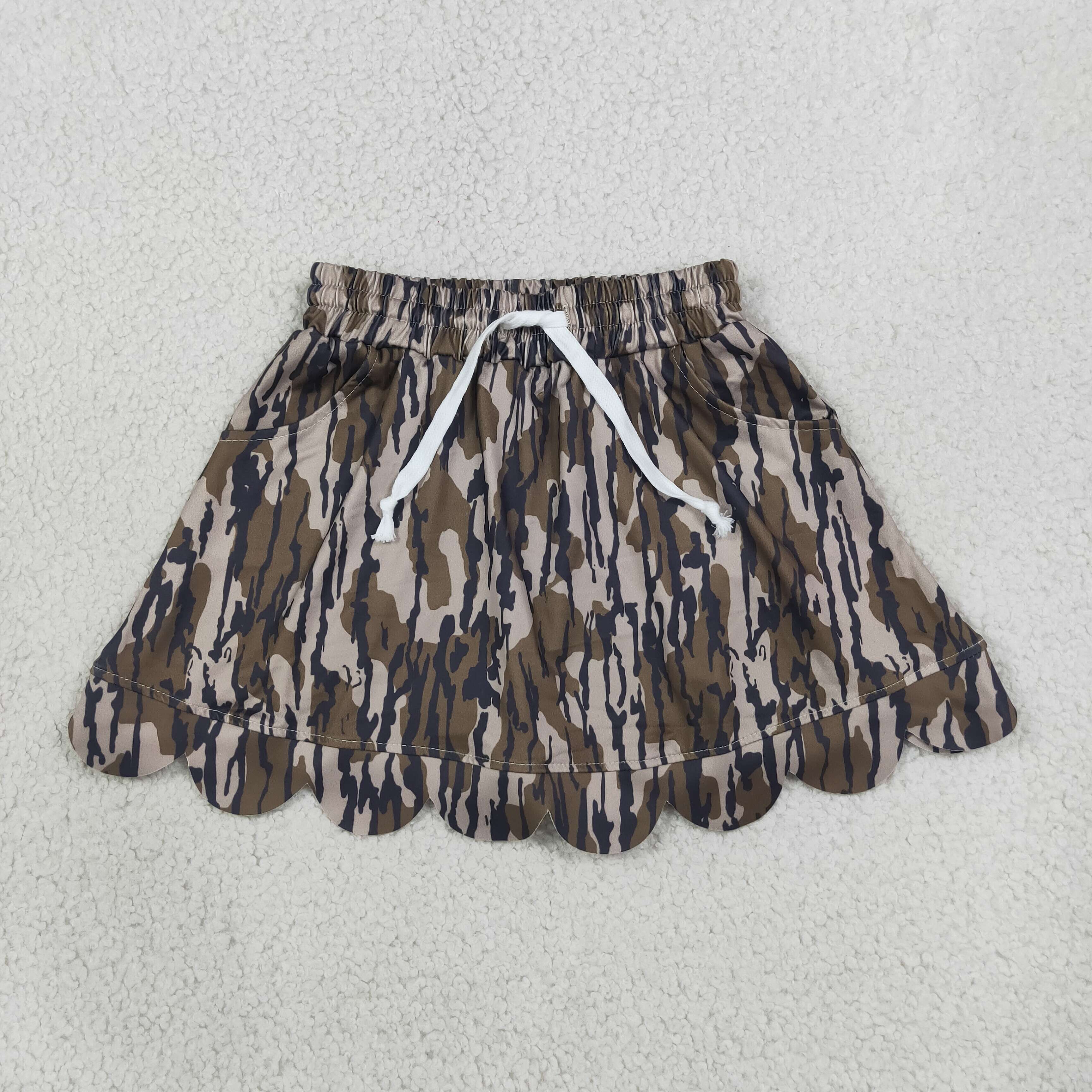 GLK0298 Olive camo Print girl skirt