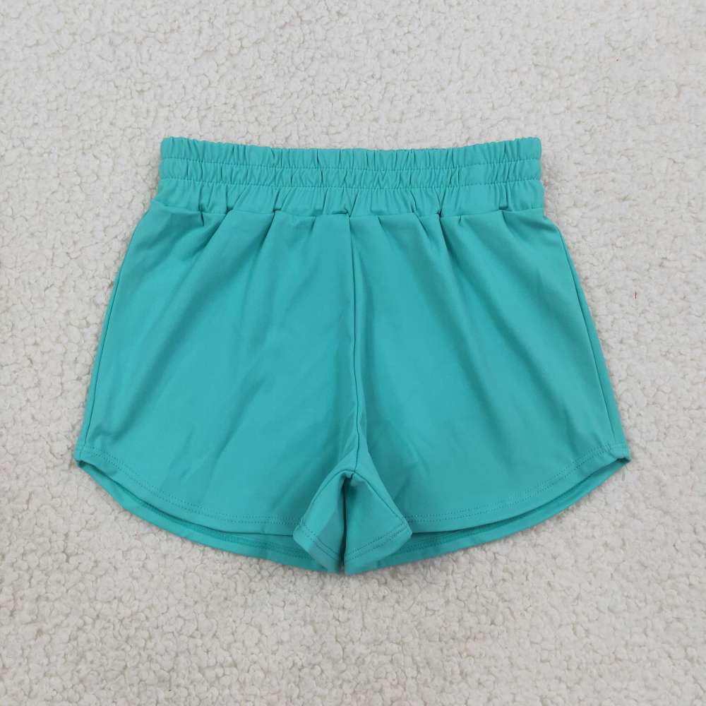 GSSO3771 Baby Girls cyan solid  short Sleeveless Top athletic  Short Sets