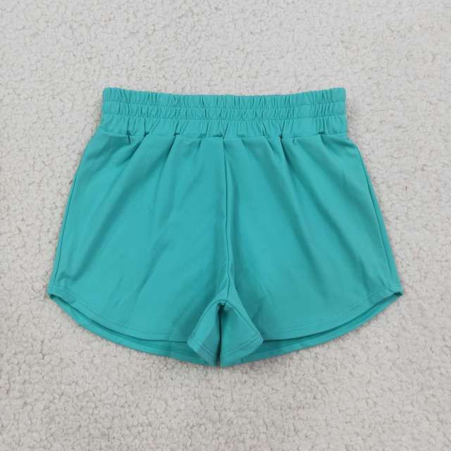 GSSO3771 Baby Girls cyan solid  short Sleeveless Top athletic  Short Sets