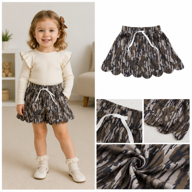 GLK0298 Olive camo Print girl skirt