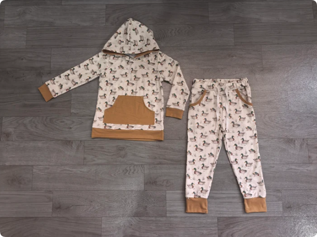 Baby Boys Ducks Pocket Hoodie Jogger Pants Hunting Clothes Set Preorder