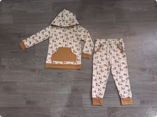 Baby Boys Ducks Pocket Hoodie Jogger Pants Hunting Clothes Set Preorder
