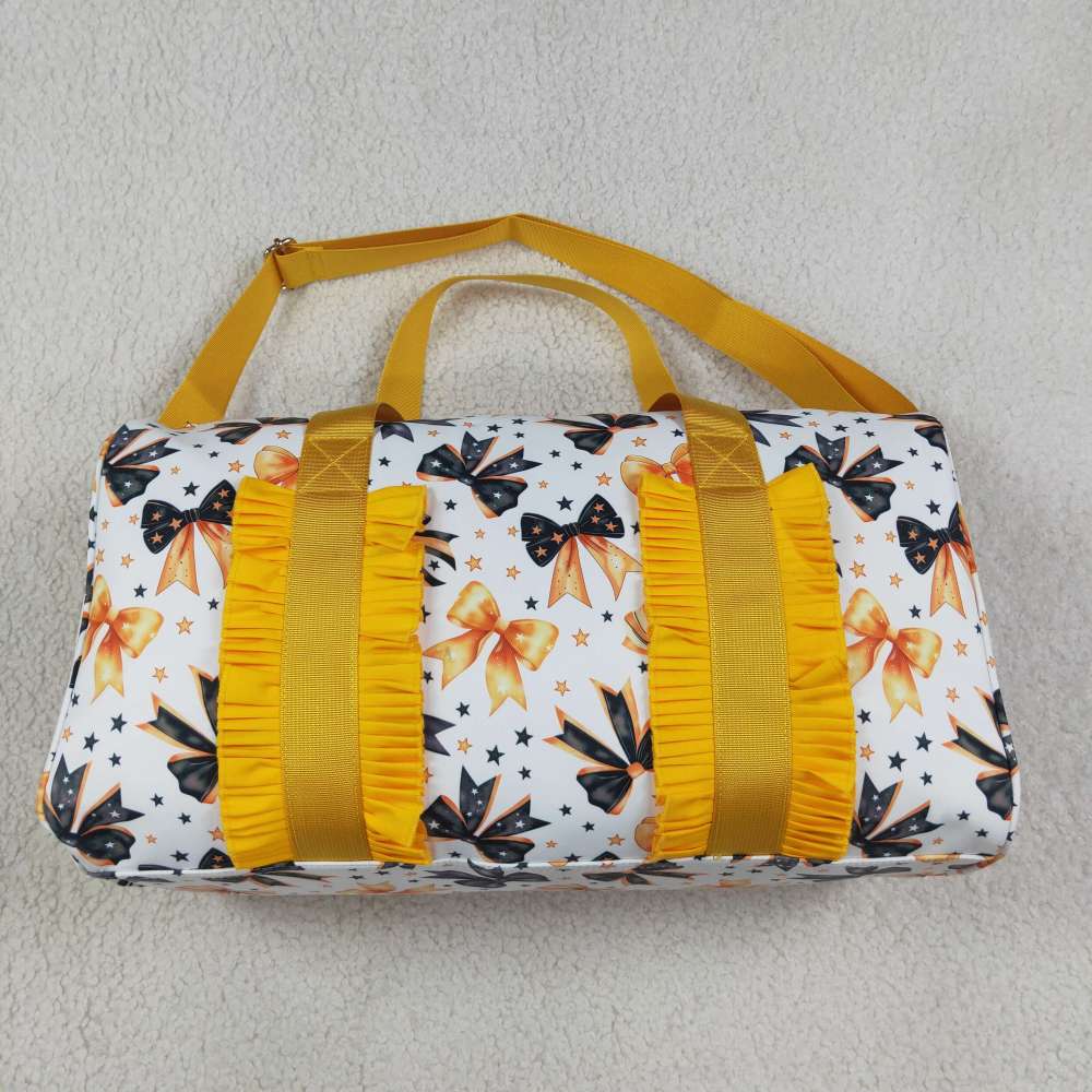 BA0314 Yellow black bows floral trim luggage bag