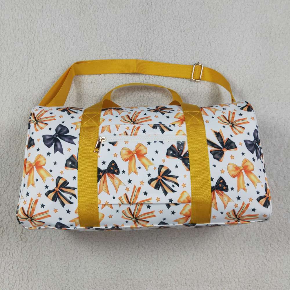 BA0314 Yellow black bows floral trim luggage bag